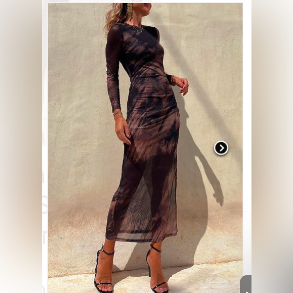 Black tie dyed ruched dress